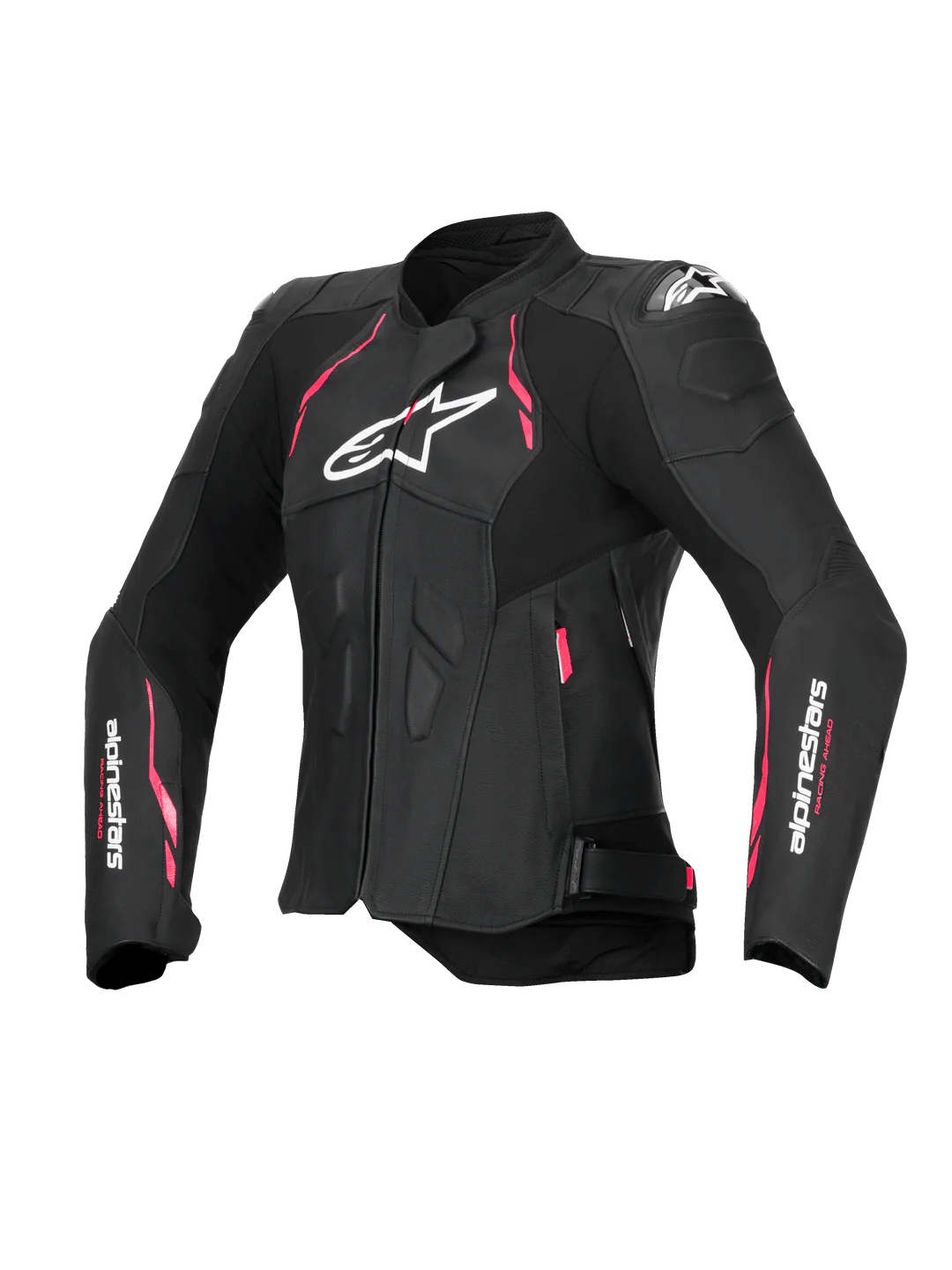 Stella Dusk Leather Jacket Da Donna In Pelle Black Diva Pink White Alpinestars