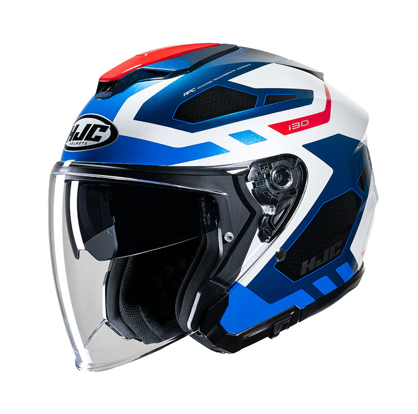 I30 Aton Mc21 Casco Jet Policarbonato Bianco Rosso Blu Hjc - 1