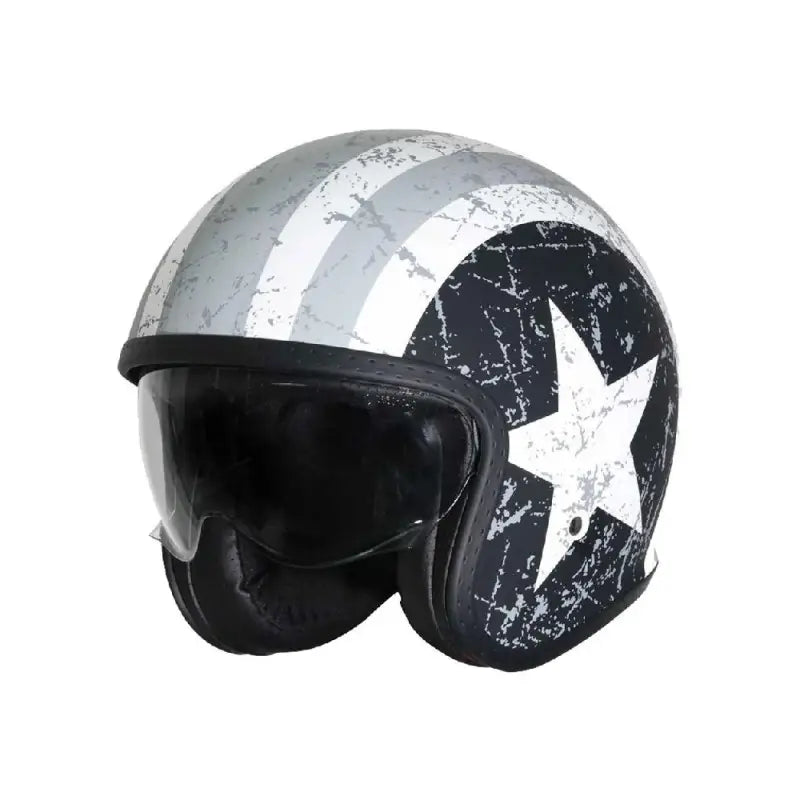 Spirit Rebel Star Grey Matt 22.06 Casco Jet Vintage con Visierino Interno Origine