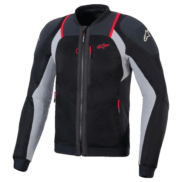 Troop-air Pro Jacket Nero Cenere Grigio Rosso Brillantinato Giacca Traforata Alpinestars