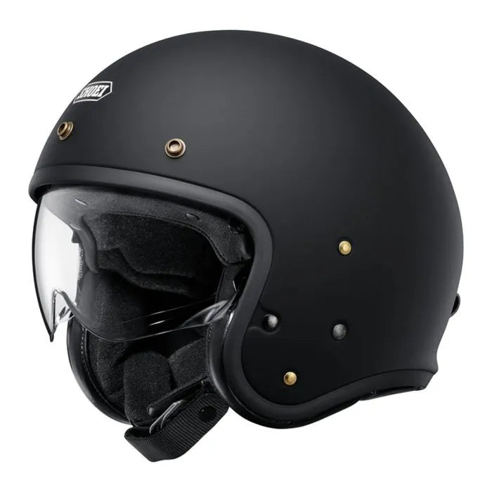 J-o2 Casco Jet Matt Black E.06 In Fibra con Visierino Interno Shoei