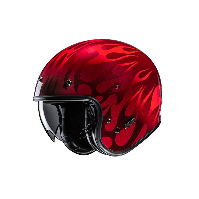 V31 Firo Fire Red Casco Jet Vintage In Fibra Hjc