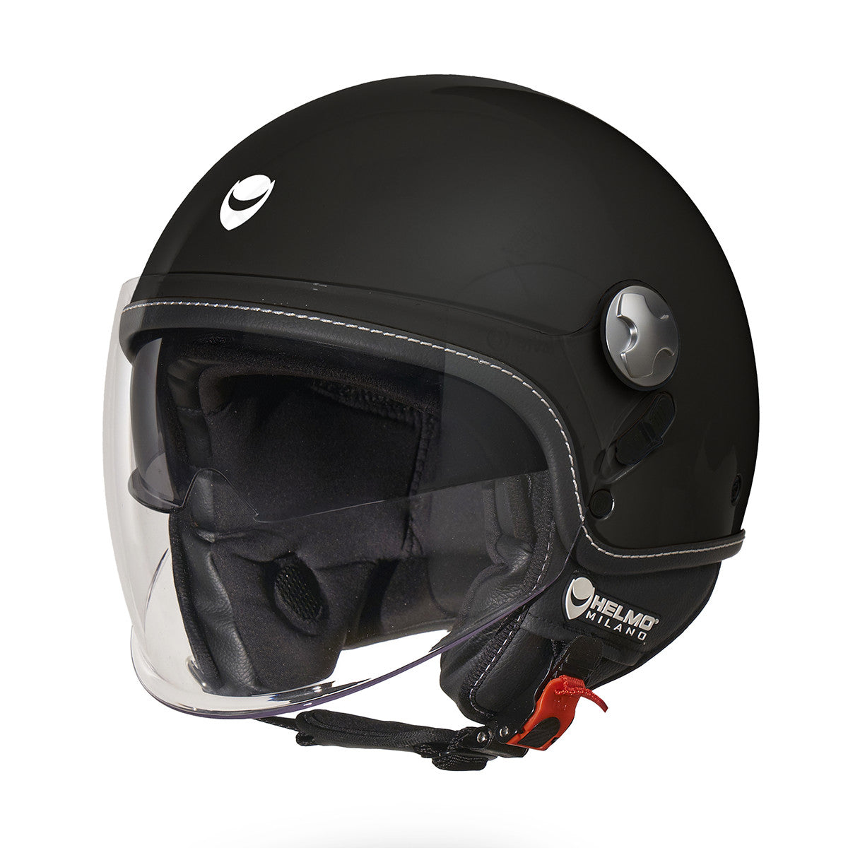 Eos Matt Black Casco Jet con Doppia Visiera 06 Helmo Milano