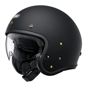 J-o2 Casco Jet Matt Black E.06  In Fibra con Visierino Interno Shoei