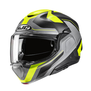 F100 Bios Mc3hsf Nero-giallo Casco Convertibile In Fibra Hjc