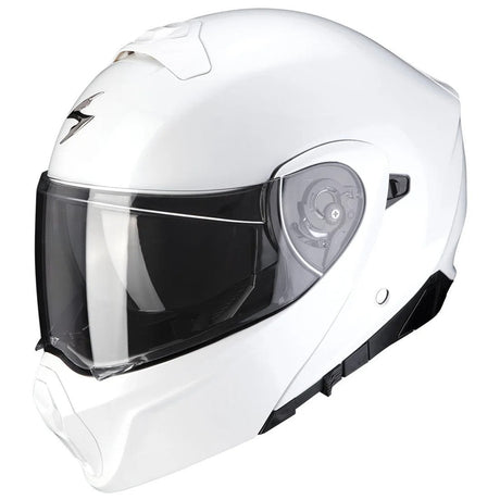 Exo-930  Solid Pearl White Casco Modulare Trasformbile In Jet Scorpion