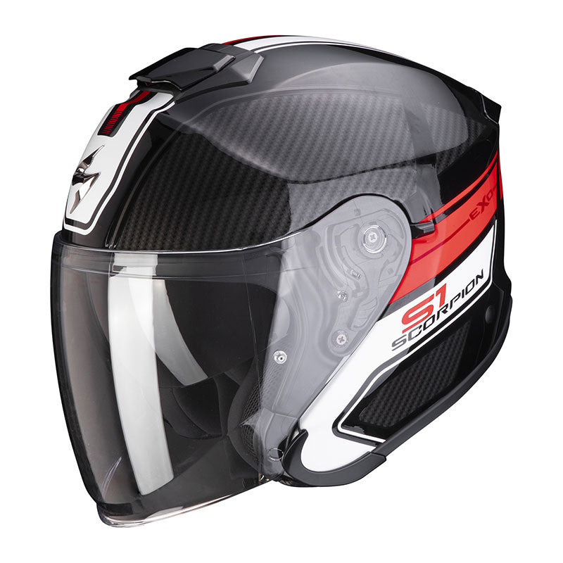 Exo-s1 Cross-ville Black-red Casco Jet In Fibra Scorpion