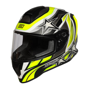 Dinamo Kids Stars Revolution Matt Fluo Yellow-black Casco Integrale Bimbo
