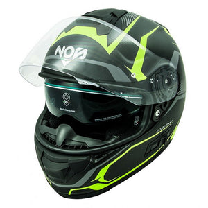 Ns-7f Douglas Nero Opaco Giallo Fluo Casco Integrale In Fibra Nos