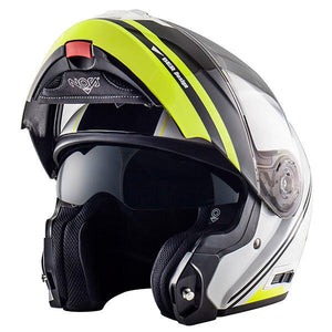 Ns-8 Dynamic Bianco Giallo Fluo Casco Modulare Nos