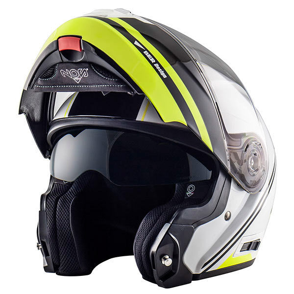 Ns-8 Dynamic Bianco Giallo Fluo Casco Modulare Nos