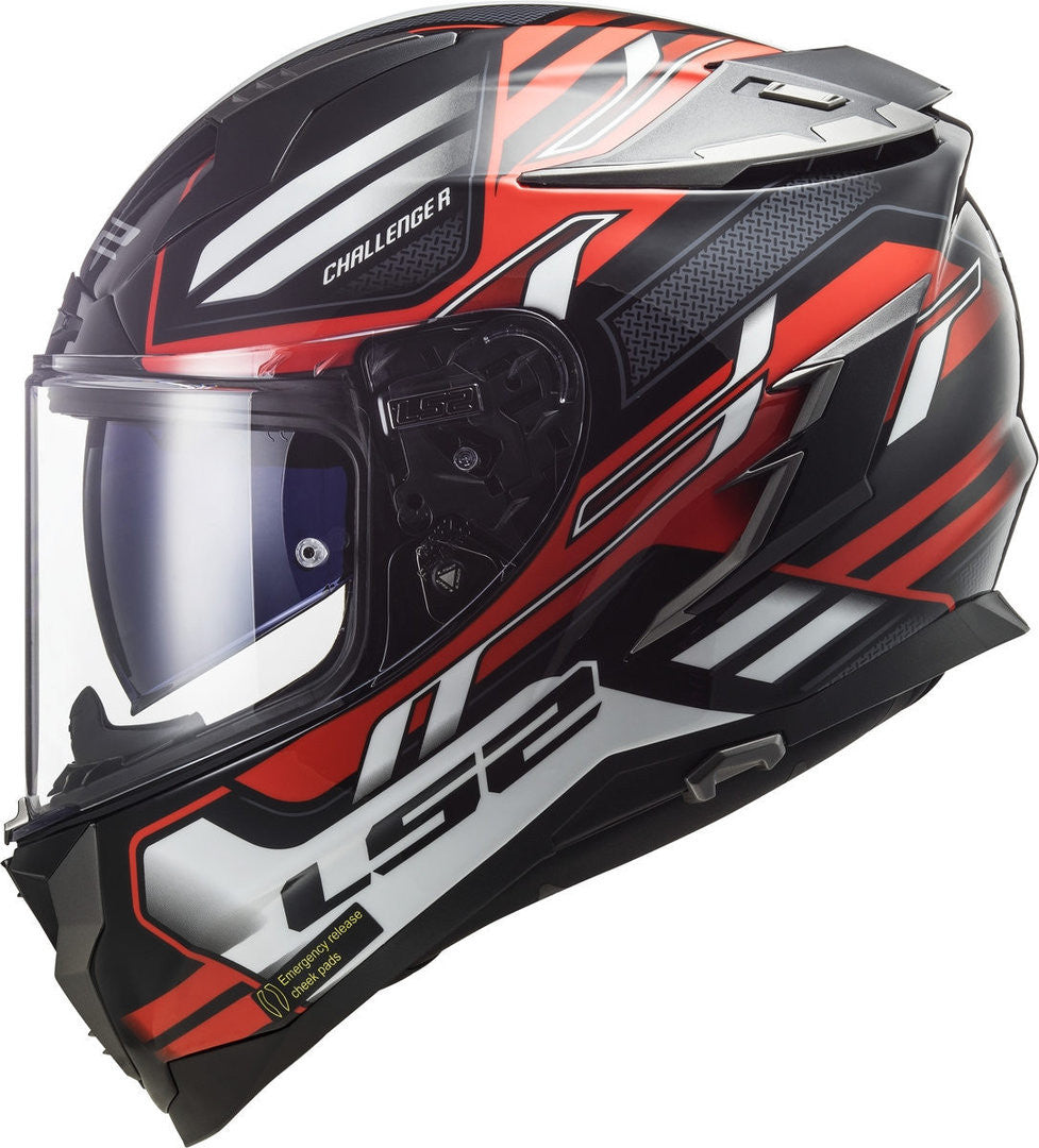Ff327 Challenger Spin Black Red White Casco Integrale Racing Ls2