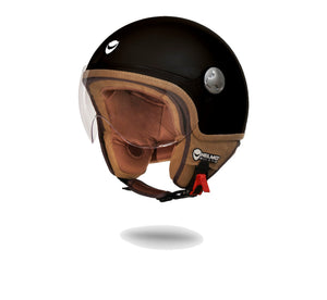 Vapensiero Nero Opaco Casco Demi-jet con Visiera Helmo Milano