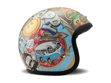 Casco Jet Vintage Woodstock Grafica Dmd