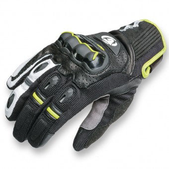 Guanti In Tessuto Suntech Air-mesh e Pelle Nero Giallo Estivo Garibaldi