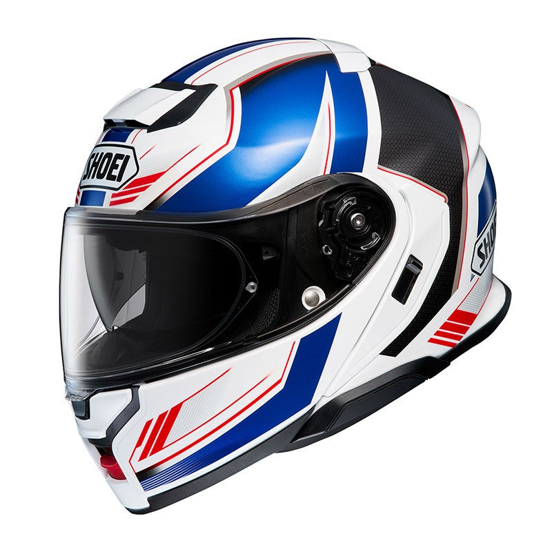 Neotec 3 Grasp Tc-10 Bianco Rosso Blu Casco Modulare In Fibra Shoei