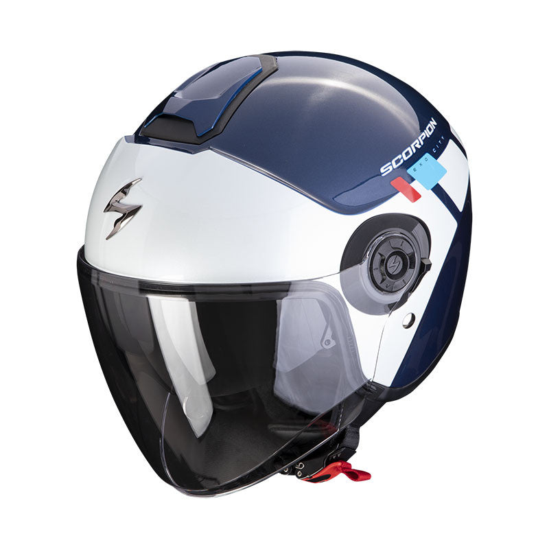 Exo-city Ii Mall Blu Bianco Rosso Casco Jet Scorpion