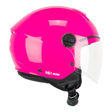 Mini Mono Fucsia Casco Jet Bambina/o con Adesivi Inclusi Cgm