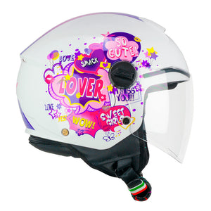 Mini Comics Fucsia Bianco Casco Jet Bambina/o Cgm
