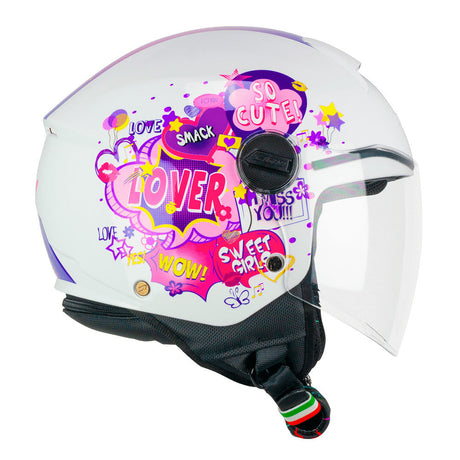 Mini Comics Fucsia Bianco Casco Jet Bambina/o Cgm