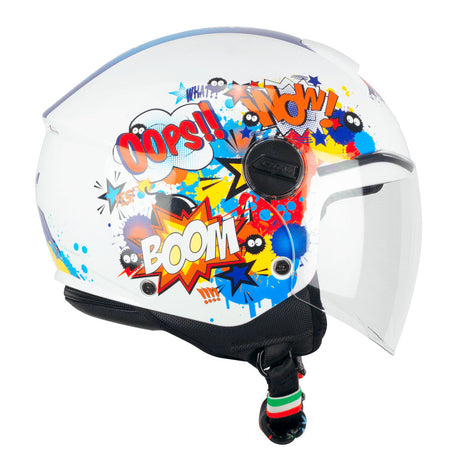 Mini Comics Blu Bianco Casco Jet Bambino/a Cgm