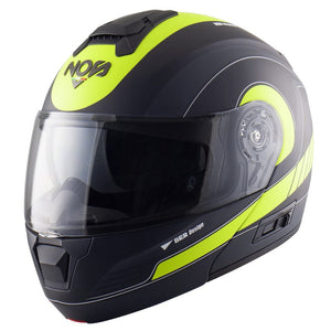 Ns-8 Gaze Nero Giallo Fluo Casco Modulare Nos