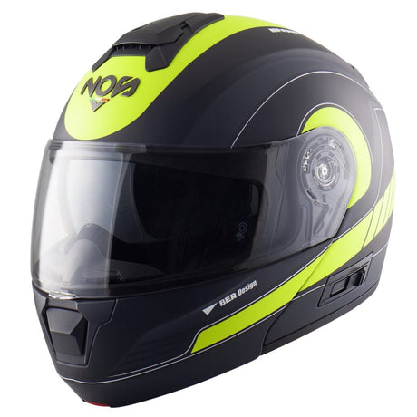 Ns-8 Gaze Nero Giallo Fluo Casco Modulare Nos