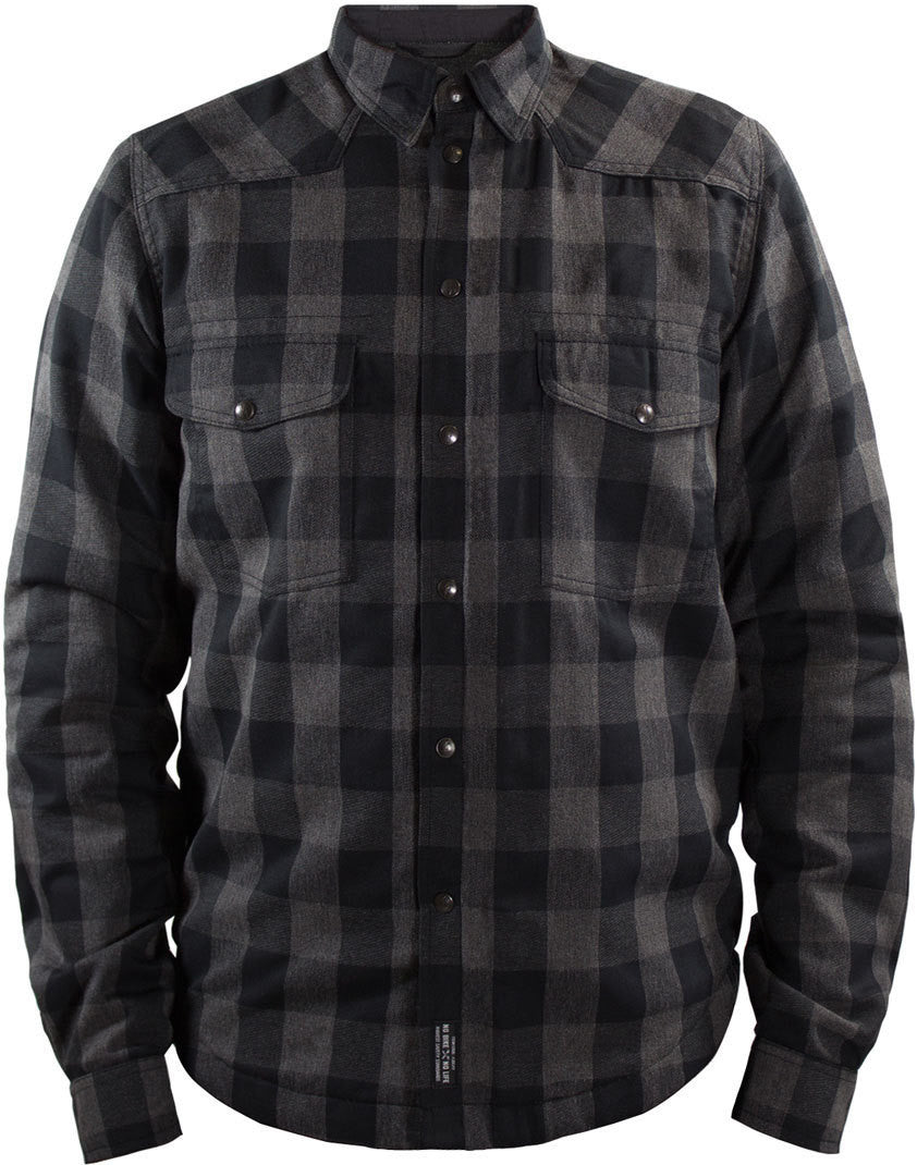 Camicia Scacchi Nero Grigio  Foderata In Kevlar con Protezioni John Doe
