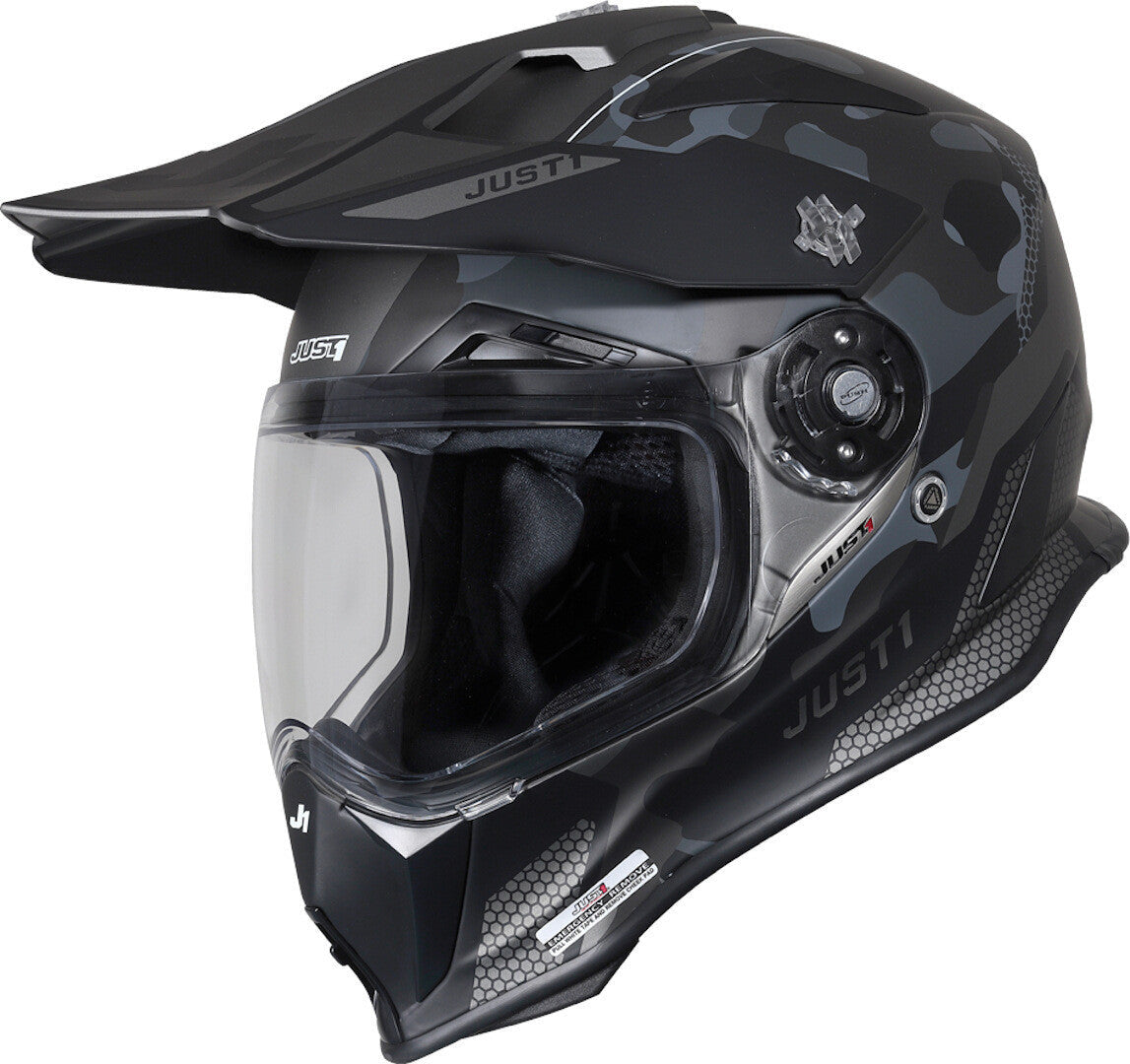 J14-f Elite Camo Titanium Casco Enduro Stradale In Fibra Just1