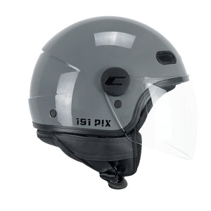 Casco Jet Pix Mono Grigio con Visiera Lunga Cgm