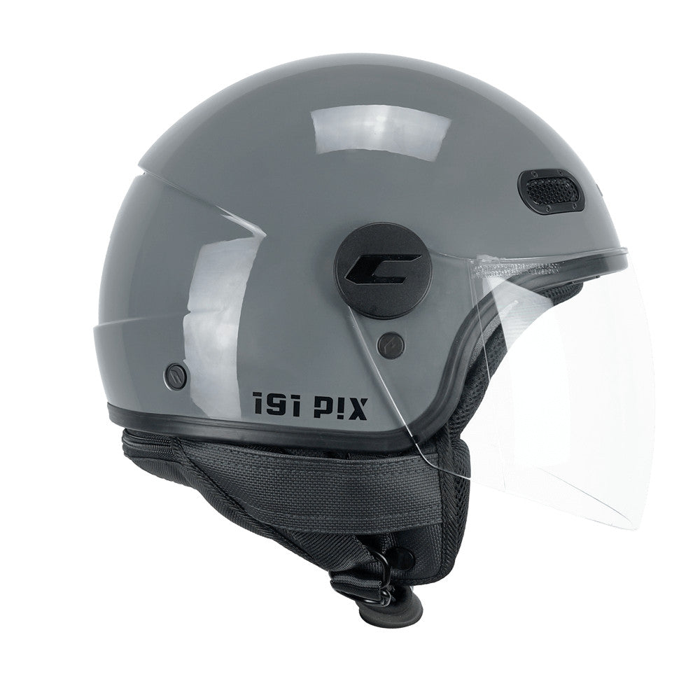Casco Jet Pix Mono Grigio con Visiera Lunga Cgm