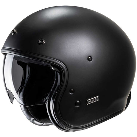 V31 Semi Flat Black Casco Jet Vintage In Fibra Hjc