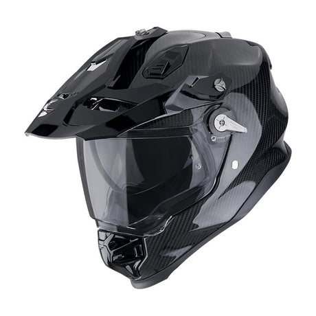 Adf-9000 Carbon Air Solid Nero Casco Integrale Adventure con Visierino Scorpion