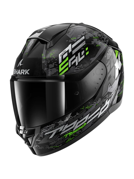 Ridill 2 Molokai Black Silver Green Casco Integrale Doppia Visiera Shark