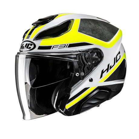F31 Ceron Mc3h Biano-nero-giallo Casco Jet In Fibra Hjc