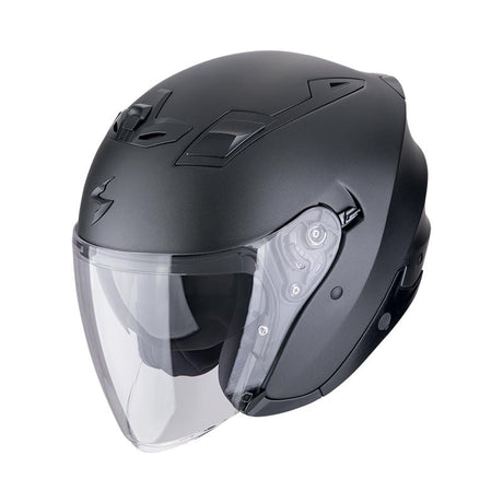 Exo-z1 Nero Perla Opaco Casco Jet In Fibra Doppia Visiera Scorpion