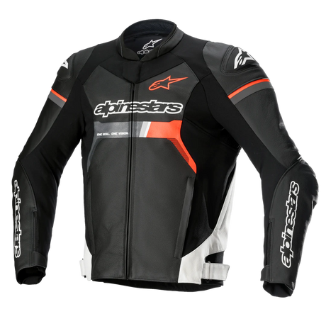 Gp Force Leather Jacket Black White Red Fluo Giacca Sportiva Alpinestars