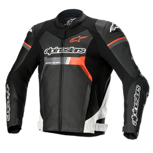 Gp Force Leather Jacket Black White Red Fluo Giacca Sportiva Alpinestars