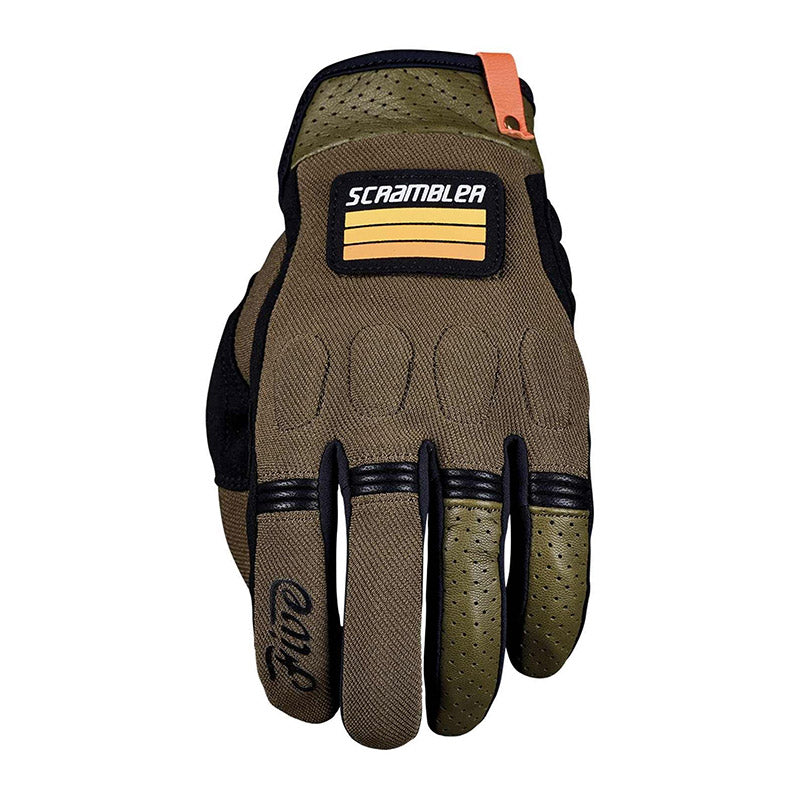 Guanti Five Scrambler Khaki Tessuto Elasticizzato In Twill Black/beige Five