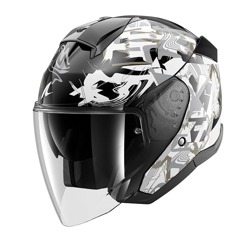 Casco  Skwall Jet Pranz Nero-grigio Doppia Visiera Shark