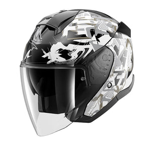 Casco  Skwall Jet Pranz Nero-grigio Doppia Visiera Shark