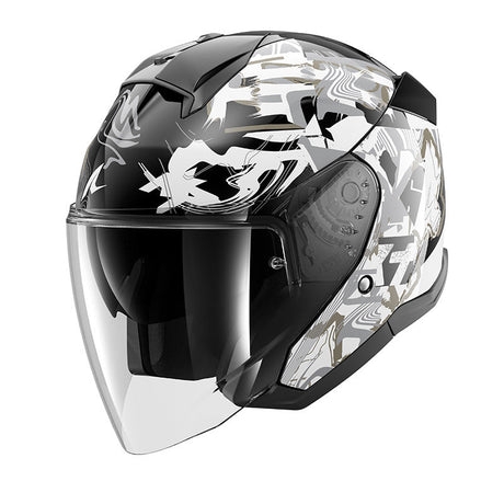 Casco  Skwall Jet Pranz Nero-grigio Doppia Visiera Shark