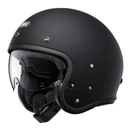 J-o2 Casco Jet Matt Black E.06  In Fibra con Visierino Interno Shoei