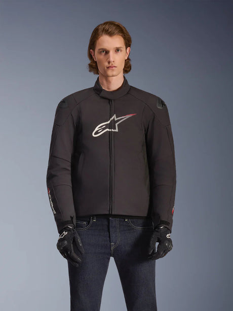 Giacca Moto Smx Waterproof  Nero Bianco Rosso Brillante Alpinestars