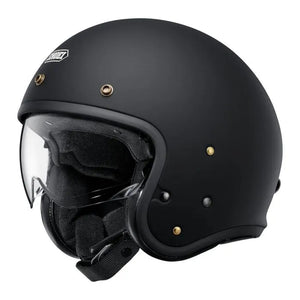 J-o2 Casco Jet Matt Black E.06  In Fibra con Visierino Interno Shoei