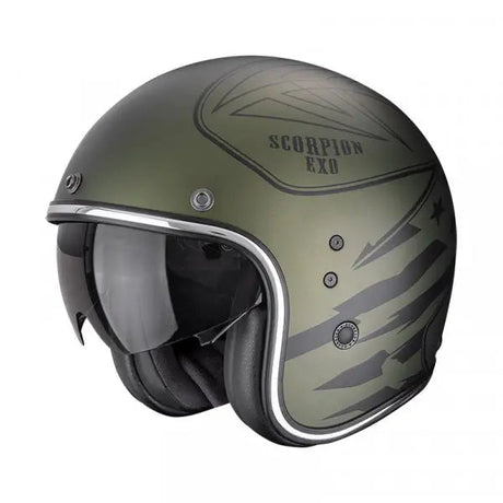Belfast Evo Dawg Verde Opaco Casco Jet Vintage Scorpion