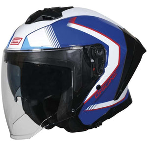 Aprica Essential Red Blue Gloss 22.06 Casco Jet con Visierino Del Sole Origine