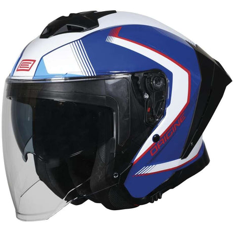 Aprica Essential Red Blue Gloss 22.06 Casco Jet con Visierino Del Sole Origine