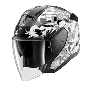 Casco  Skwall Jet Pranz Nero-grigio Doppia Visiera Shark